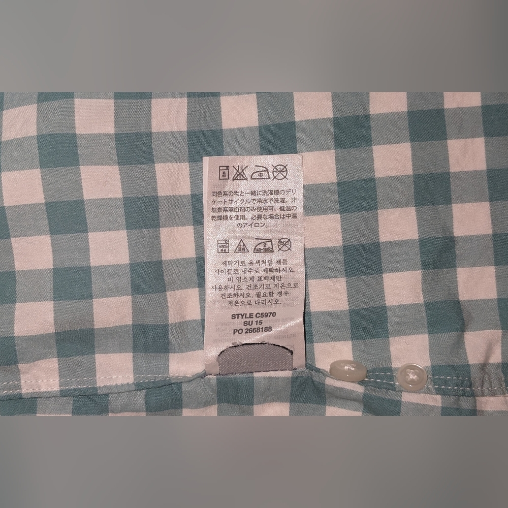 J.Crew - Secret Wash Shirt - Light Turquoise Gingham - Lightly Used - Picture 5 of 6